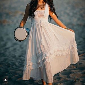 WHITE Free People Santa Maria Maxi Dress size S